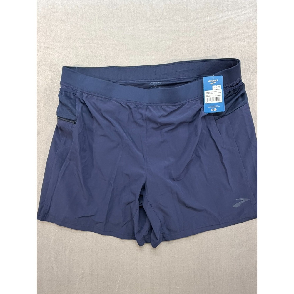 New Women Brooks Sherpa 7 Inch 2 in 1 Shorts Navy Size XXL